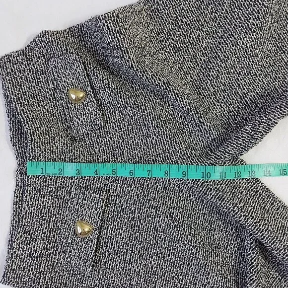 Zara Women Textured Wide Leg Pant Small Tweed Metallic Thread Gold Button - Picture 6 of 10